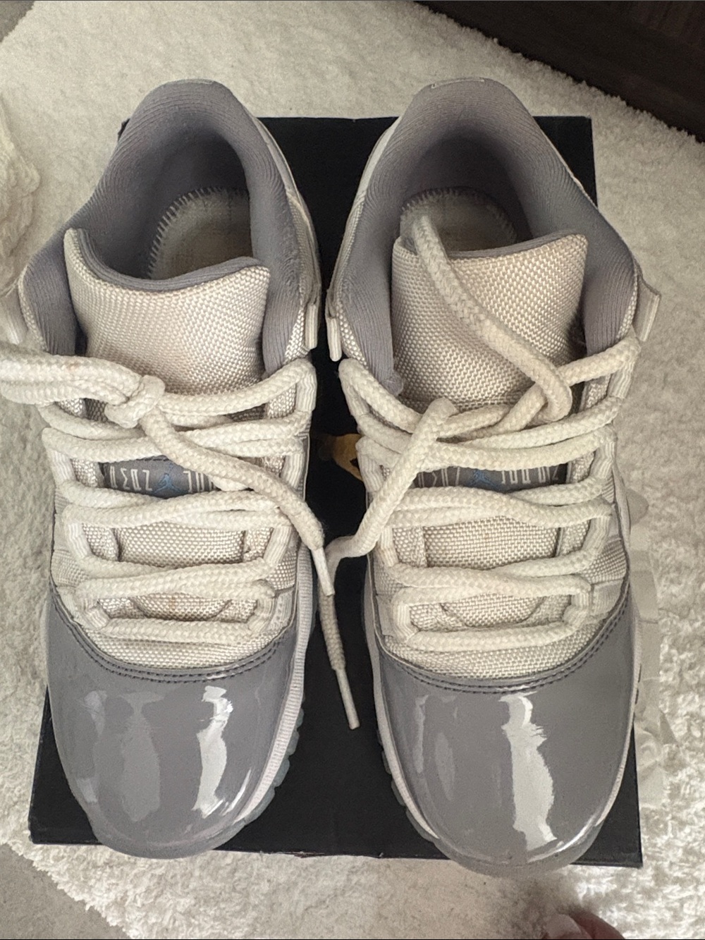 Jordan Kids Grey and White Patent Low-Top Sneakers
